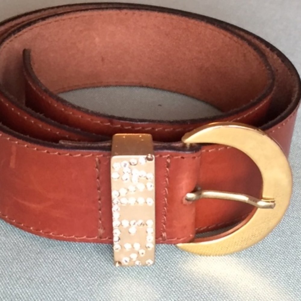New Valentino Garavani Women Belt Brown Leather Belt Size 28 Made in Italy